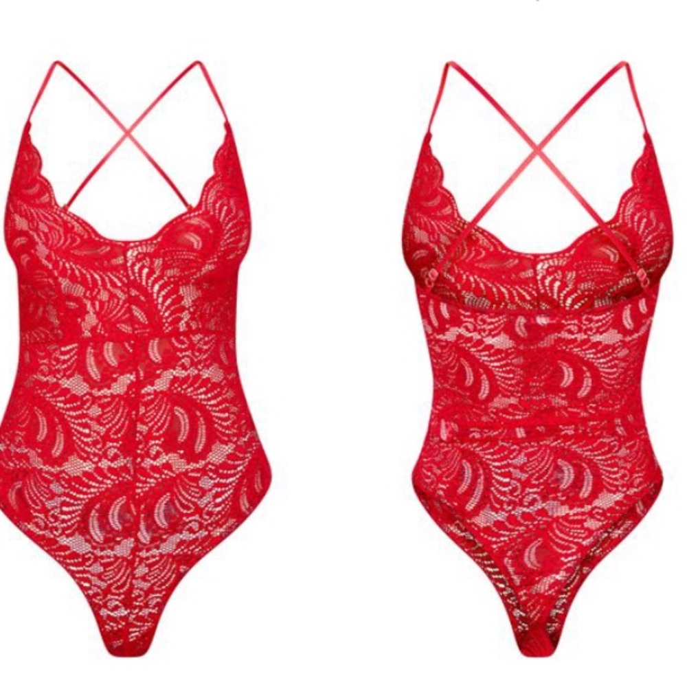 Red laced bodysuit